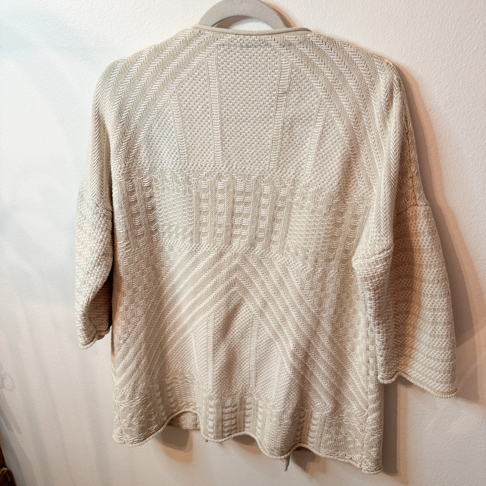 Simons Icône Cotton Textured Cardigan Boho Open Knit - Picture 6 of 6